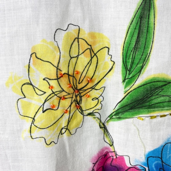 Carole Little floral abstract watercolor linen skirt size 6 modest art to wear - Picture 6 of 13